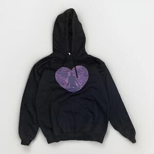 Gothic Heart Graphic Hoodie Black Size Small 19x23 Streetwear Emo Y2K Style